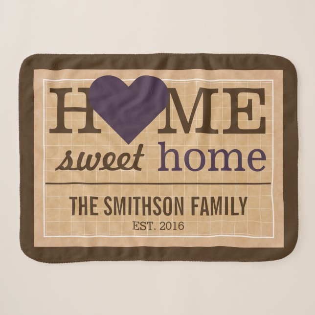 Personalized Home Sweet Home Family Welcome Sign Sherpa Blanket (Front (Horizontal))