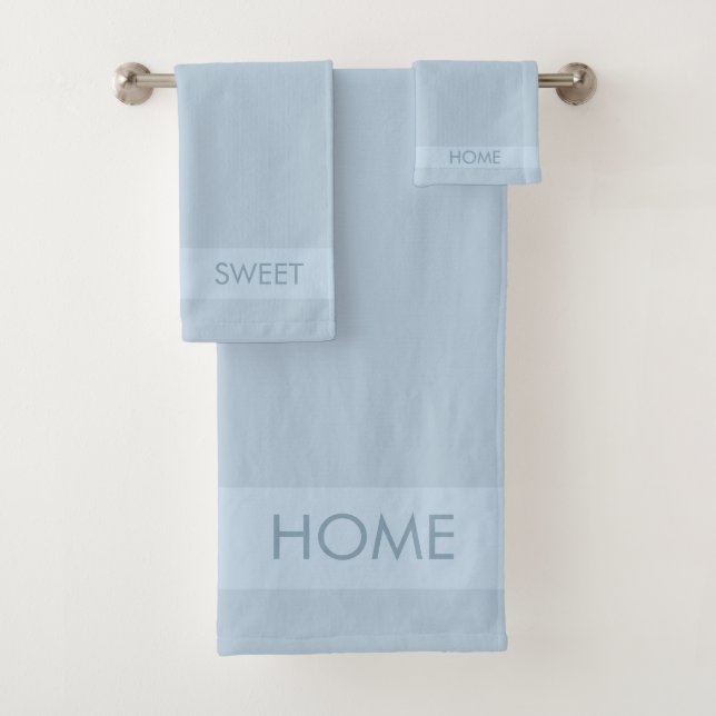 Personalized Home Sweet Home on Wondrous Blue Bath Towel Set (Insitu)