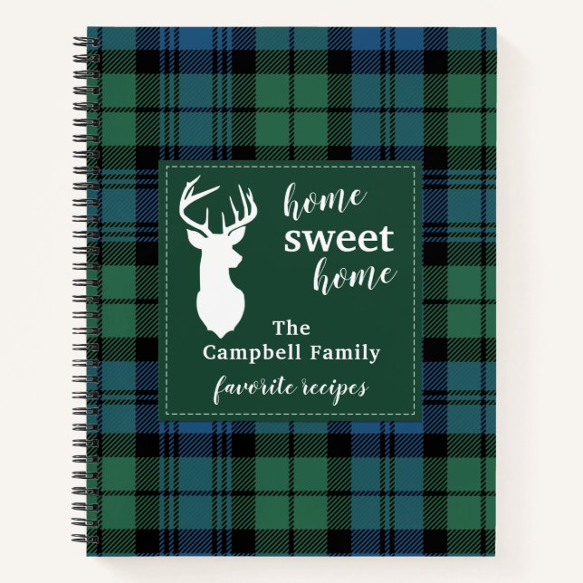 Personalized Home Sweet Home Tartan Campbell Plaid Notebook (Front)