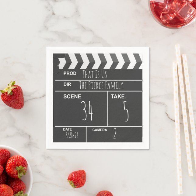 Personalized Home Theatre Custom Movie Clapboard Napkin (Insitu)