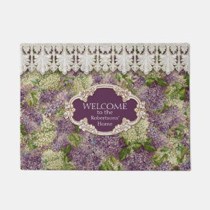 Personalized Home Vintage Lilacs n Lace Floral Doormat