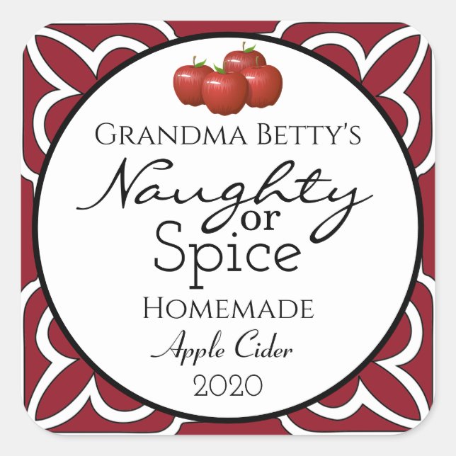 Personalized Homemade Apple Cider Square Sticker (Front)