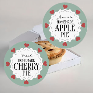 Personalized Homemade Apple Pie Label with Hearts 