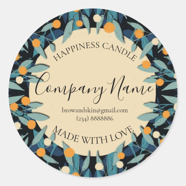 Personalized Homemade Candle Label (Front)