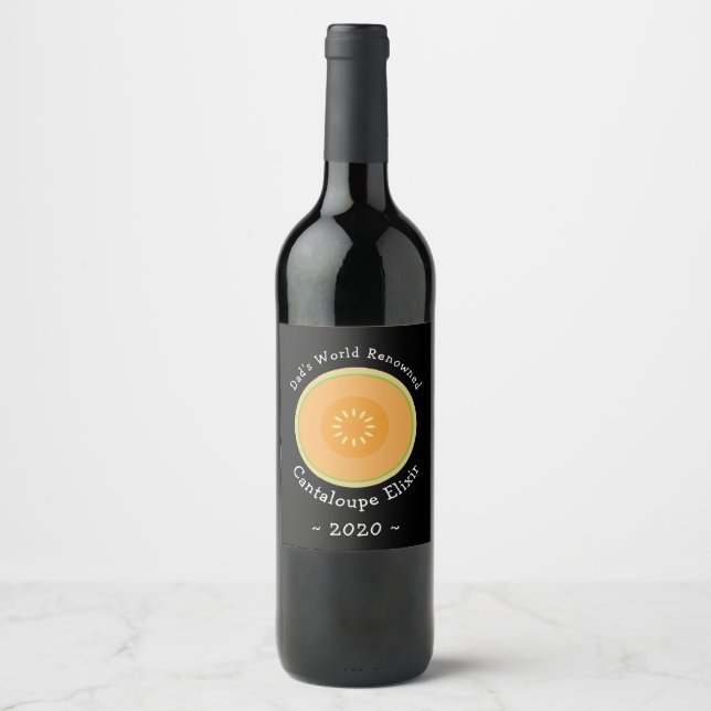 Personalized Homemade Cantaloupe Melon Wine Label (Front)