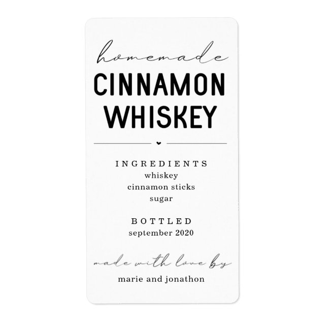 Personalized Homemade Cinnamon Whiskey Bottle (Front)