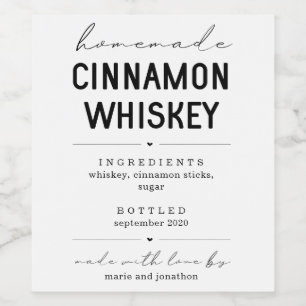 Personalized Homemade Cinnamon Whiskey Bottle Labe Wine Label