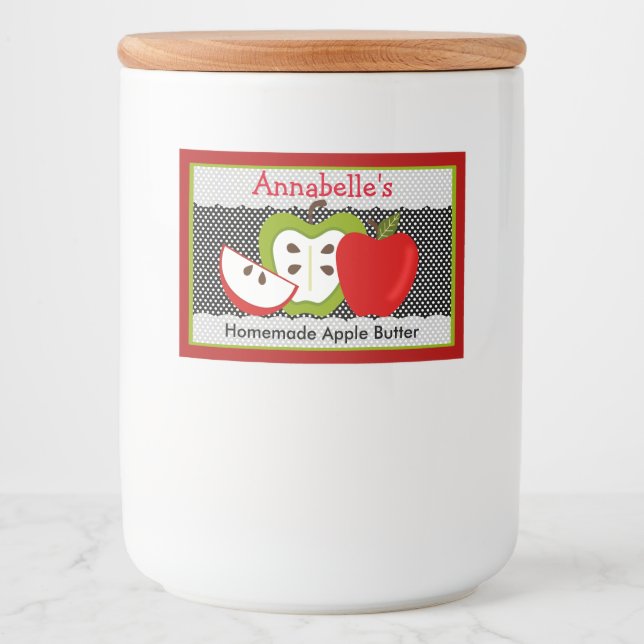 Personalized Homemade Food Apple Design Label (Front)