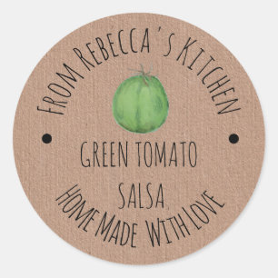 Personalized Homemade Green Tomato Salas Classic Round Sticker