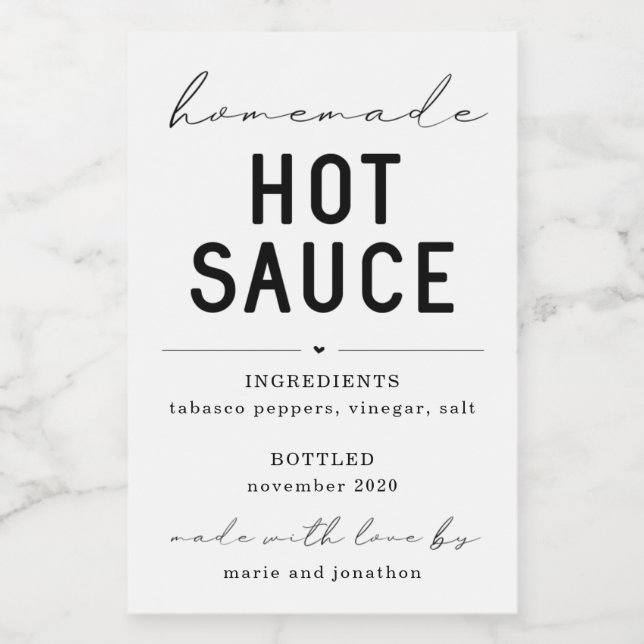Personalized Homemade Hot Sauce Label (Single Label)