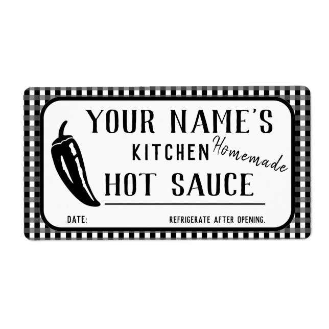 Personalized Homemade Hot Sauce Labels Black Chili (Front)