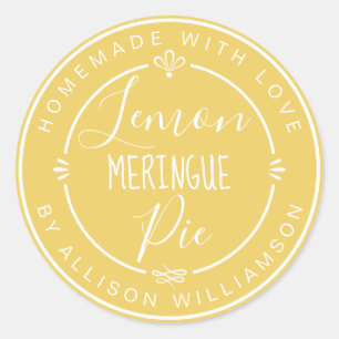 Personalized Homemade Lemon Meringue Pie Classic Round Sticker