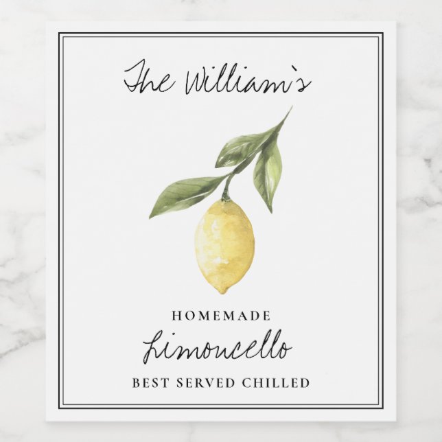 Personalized Homemade Limoncello Food Drink Labels (Single Label)