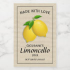 Personalized Homemade Limoncello Lemons