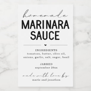 Personalized Homemade Marinara Sauce Label