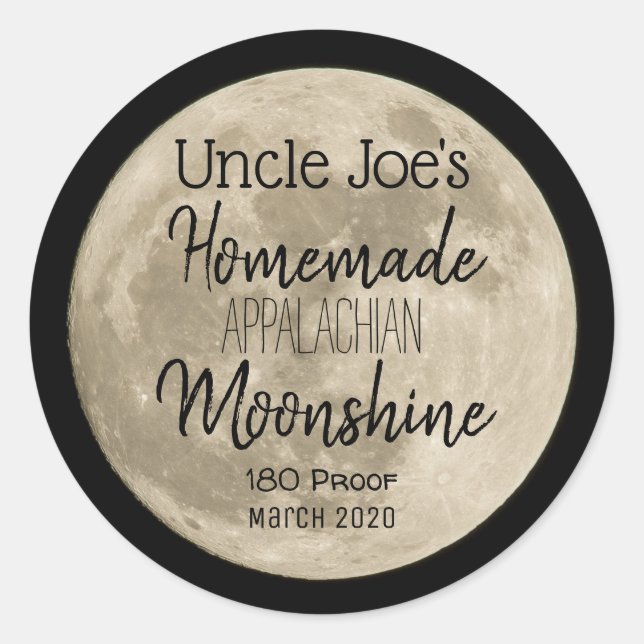 Personalized Homemade Moonshine Label (Front)