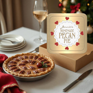 Personalized Homemade PECAN Pie Label with Hearts 