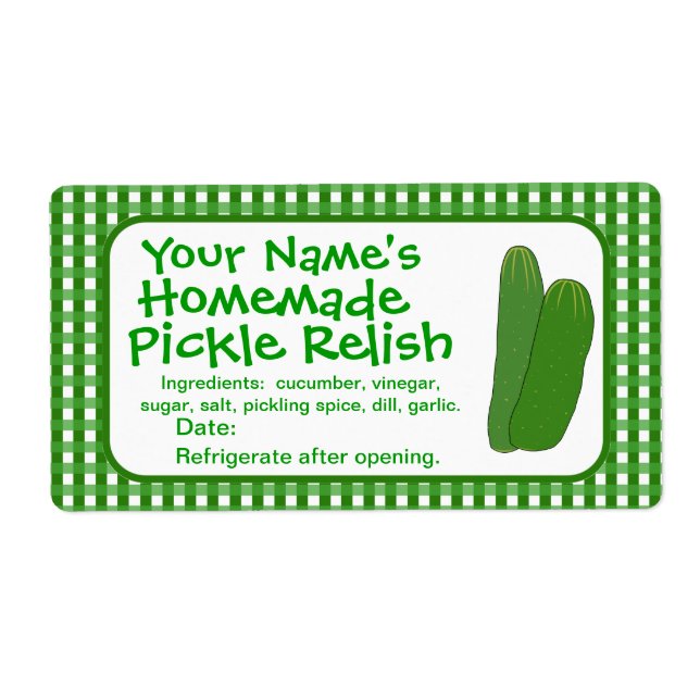 Personalized Homemade Pickles Labels Template (Front)