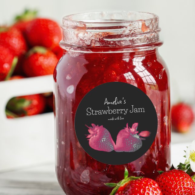 Personalized Homemade Strawberry Jam  Classic Round Sticker (Creator Uploaded)