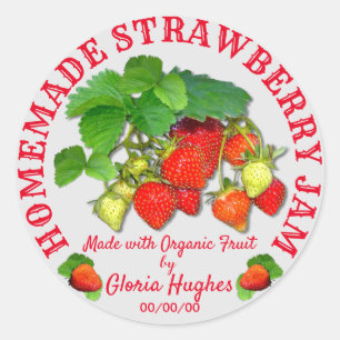 Personalized Homemade Strawberry Jam Custom Text C Classic Round Sticker