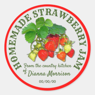Personalized Homemade Strawberry Jam Custom Text Classic Round Sticker