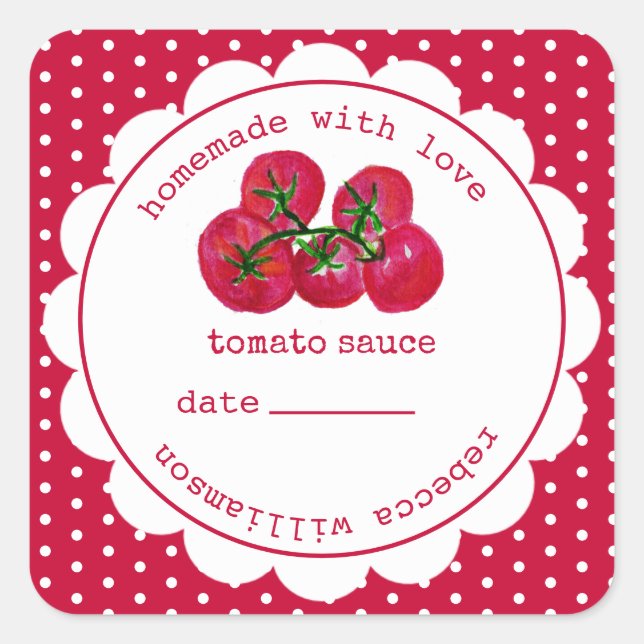 Personalized  Homemade tomato sauce jar Square Sti Sticker (Front)