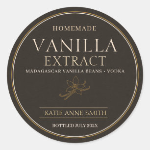 Personalized Homemade Vanilla Extract Brown Classic Round Sticker