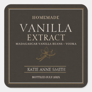 Personalized Homemade Vanilla Extract Brown Square Sticker