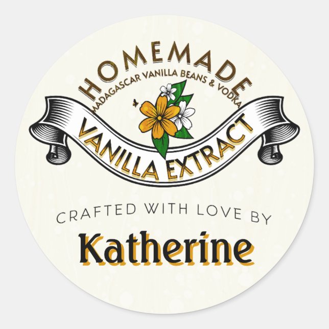 Personalized Homemade Vanilla Extract Label (Front)