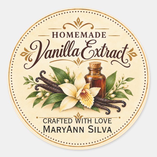 Personalized Homemade Vanilla Extract Label  (Front)
