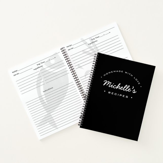 Personalized Homemade with Love Black Notebook (Inside)