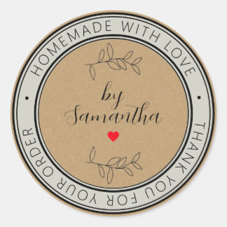 Personalized Homemade with Love Classic Round Sticker