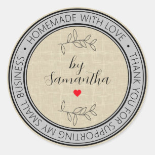 Personalized Homemade with Love Classic Round Sticker