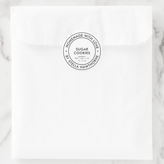 Personalized Homemade With Love Classic Round Sticker (Bag)