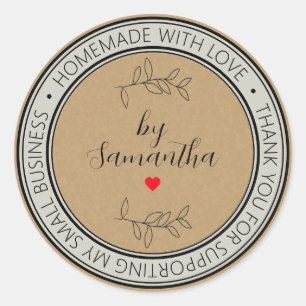 Personalized Homemade with Love Classic Round Sticker