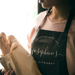 Personalized Homemade with Love Kitchen Apron<br><div class="desc">Let's get baking. Customize the script Name on this personalized apron. Seen here in red with white typography in a stylish treatment. Encourage the sweet baker in your life, a small business bakery owner with a special gift. Perfect for baking those yummy goodies, treats, cakes, cookies and more. Featuring the...</div>