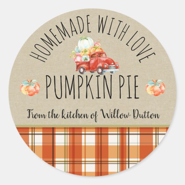 Personalized Homemade with love Pumpkin Sticker (Front)