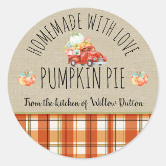 Personalized Homemade with love Pumpkin Sticker