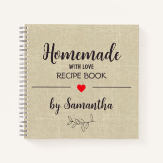 Personalized Homemade with Love Recipe Notebook