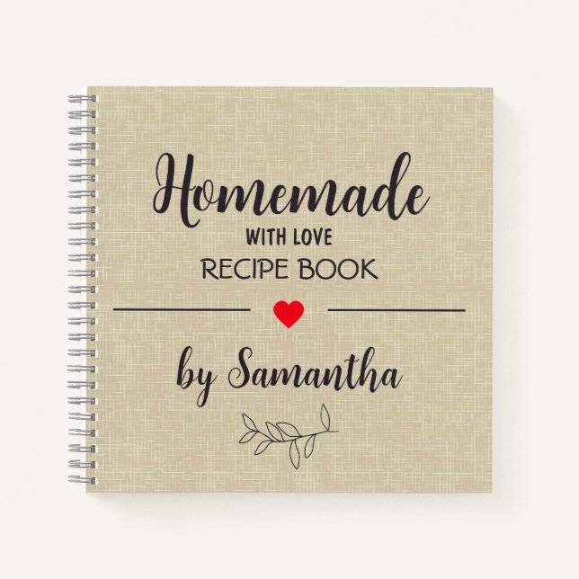 Personalized Homemade with Love Recipe Notebook (Front)
