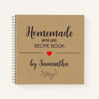 Personalized Homemade with Love Recipe Notebook