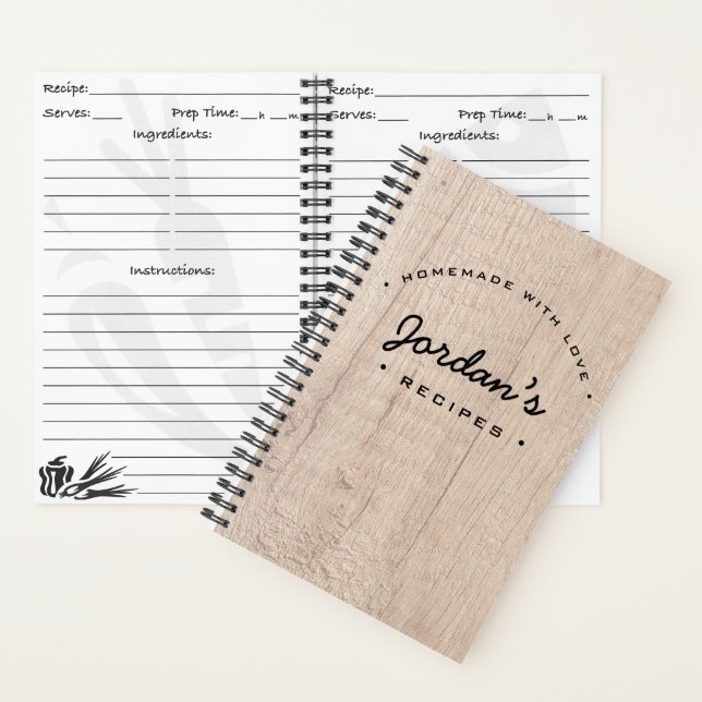 Personalized Homemade with Love Recipe Rustic Note Notebook (Inside)