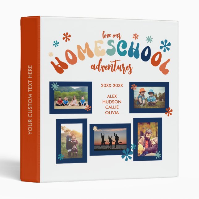 Personalized Homeschool Photo Collage Scrapbook Binder (Front/Spine)