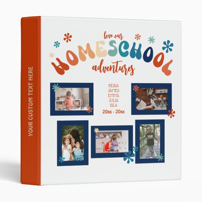 Personalized Homeschool Photo Collage Scrapbook Binder (Front/Spine)