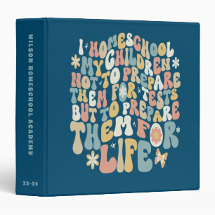 Personalized Homeschool Retro Custom Text Colours Binder