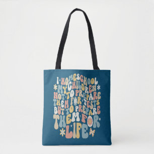 Personalized Homeschool Retro Custom Text Colours Tote Bag