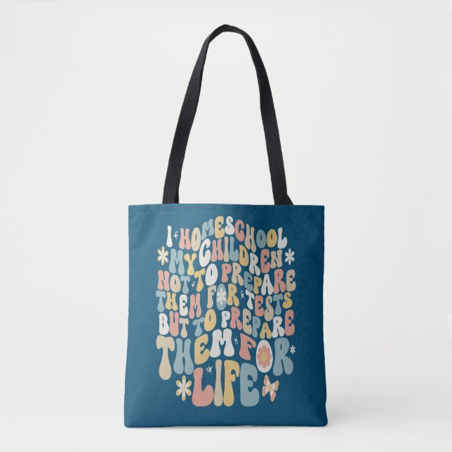 Personalized Homeschool Retro Custom Text Colours Tote Bag (Front)