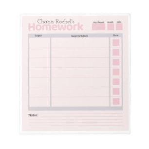 personalized homework pad