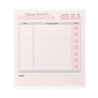 personalized homework pad