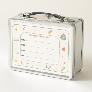 Personalized Homework & Student Organization Kit Metal Lunch Box